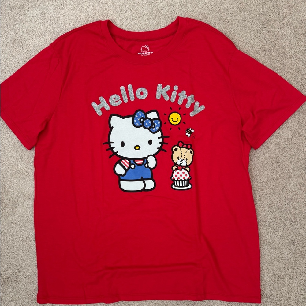 Hello Kitty Red and Blue Adult T-shirt